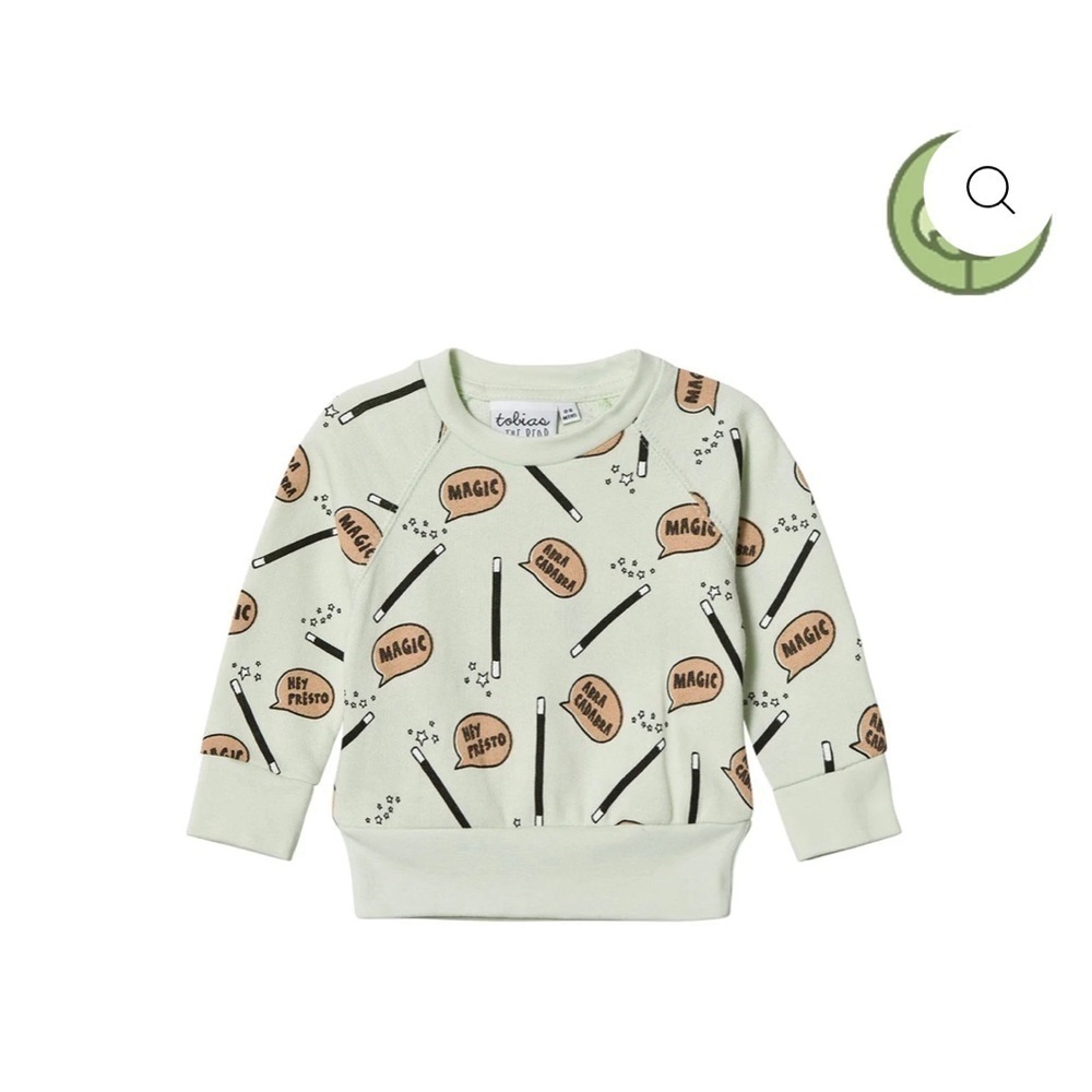Magic Print Kids Sweatshirt - Light Green by Tobias & The Bear